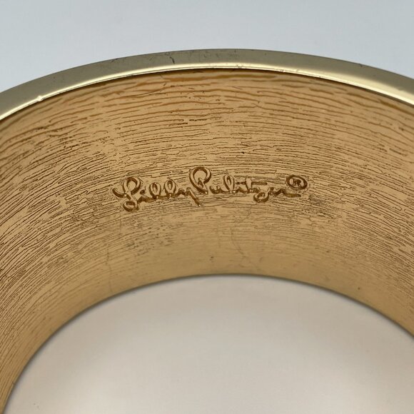 Vintage Lilly Pulitzer Shell and Fish Enamel Cuff Bracelet Signed Designer Clamp - Picture 8 of 10